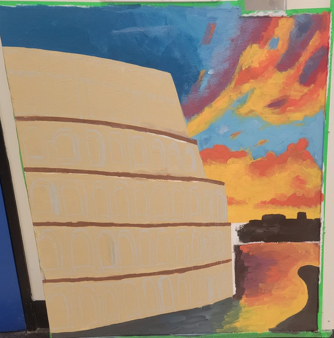 Colosseum mural in progress