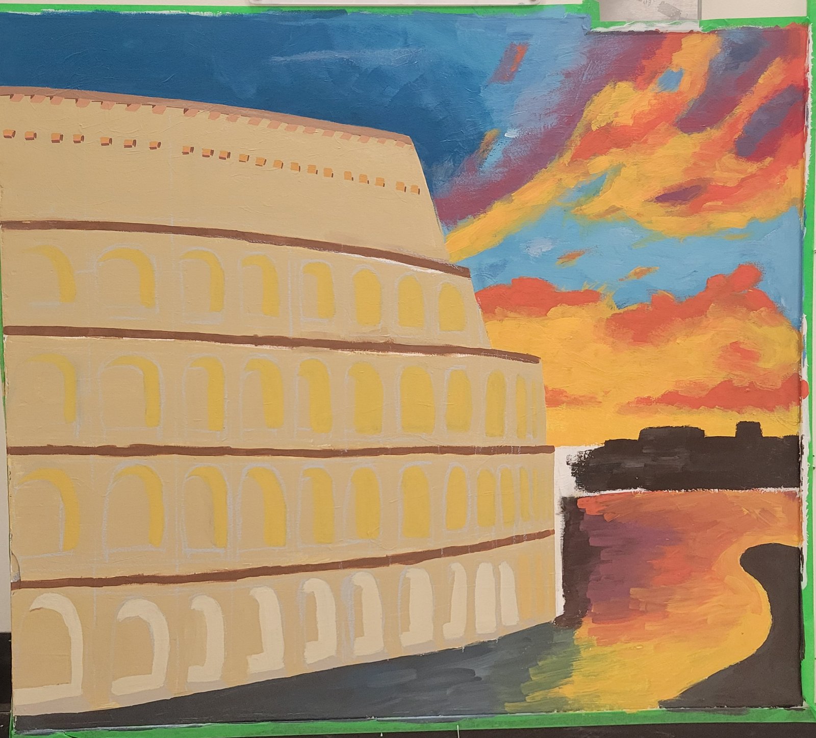 Colosseum mural in progress