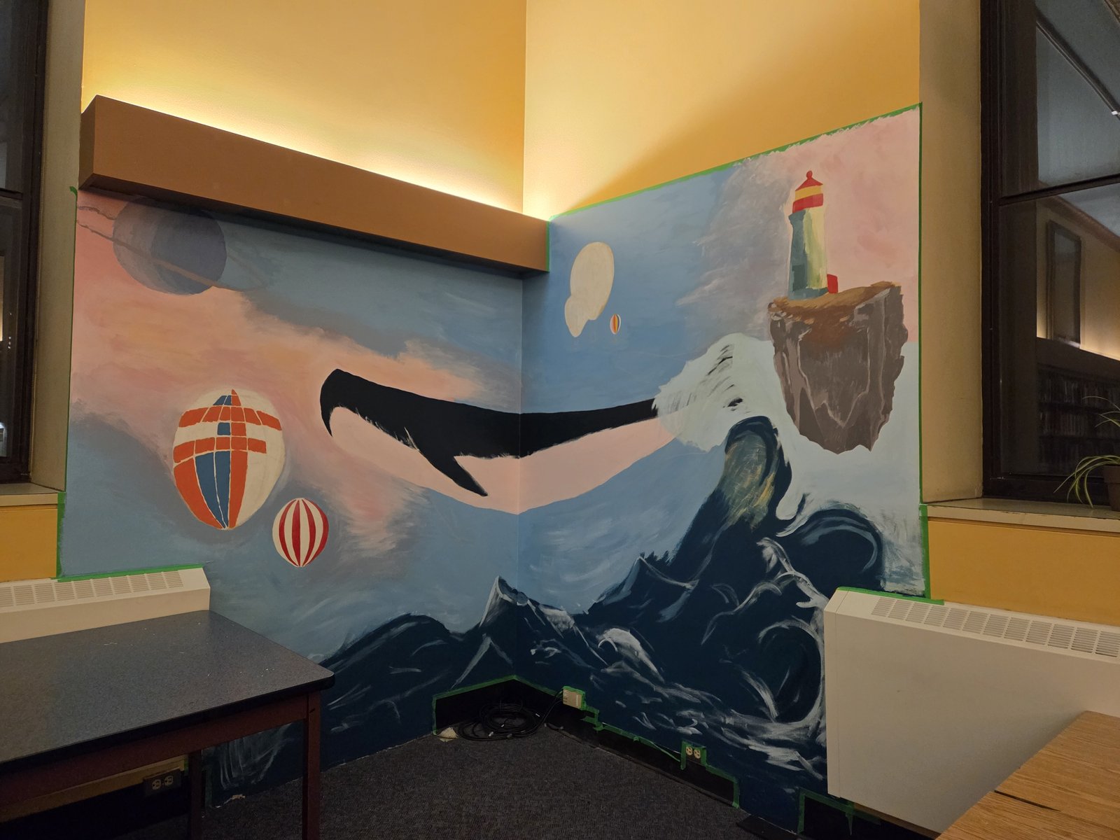 Whale mural in progress